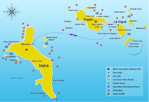 מעבורות באיי סיישל - מאהה - פרסלין - לה דיג